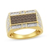 Thumbnail Image 0 of Men's Square-Cut Brown Diamond & White Diamond Ring 2 ct tw 10K Yellow Gold