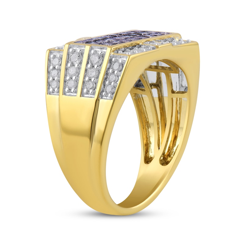 Men's Square-Cut Brown Diamond & White Diamond Ring 2 ct tw 10K Yellow Gold