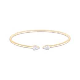 Lab-Grown Diamonds by KAY Pear-Shaped Open Flex Cuff Bracelet 1/2 ct tw 10K Yellow Gold