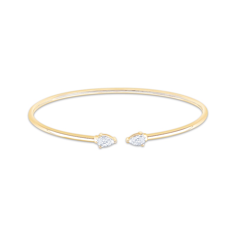 Main Image 1 of KAY Lab-Grown Diamonds Pear-Shaped Open Flex Cuff Bracelet 1/2 ct tw 10K Yellow Gold