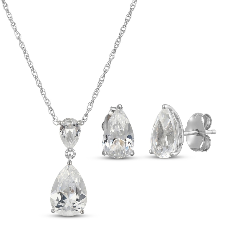 Main Image 1 of Pear-Shaped White Lab-Created Sapphire Gift Set Sterling Silver