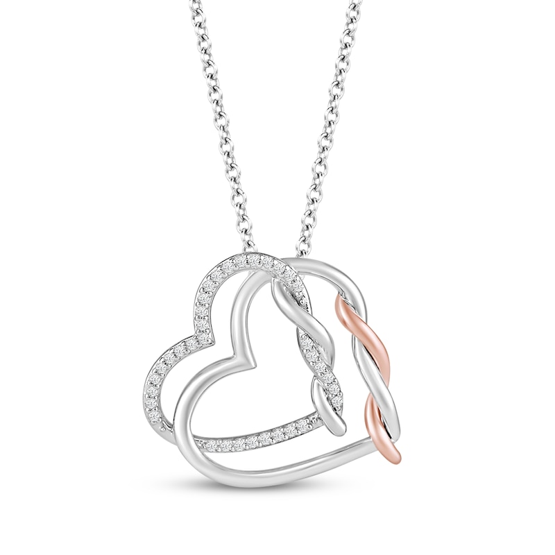 Main Image 1 of Hallmark Diamonds Intertwined Hearts Necklace 1/15 ct tw Sterling Silver & 10K Rose Gold 18&quot;