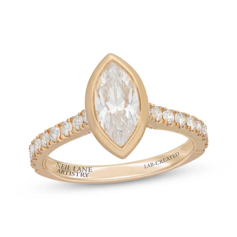 Main Image 1 of Neil Lane Artistry Marquise-Cut Lab-Grown Diamond Bezel-Set Engagement Ring 1-1/2 ct tw 14K Yellow Gold