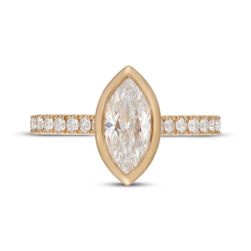 Main Image 3 of Neil Lane Artistry Marquise-Cut Lab-Grown Diamond Bezel-Set Engagement Ring 1-1/2 ct tw 14K Yellow Gold