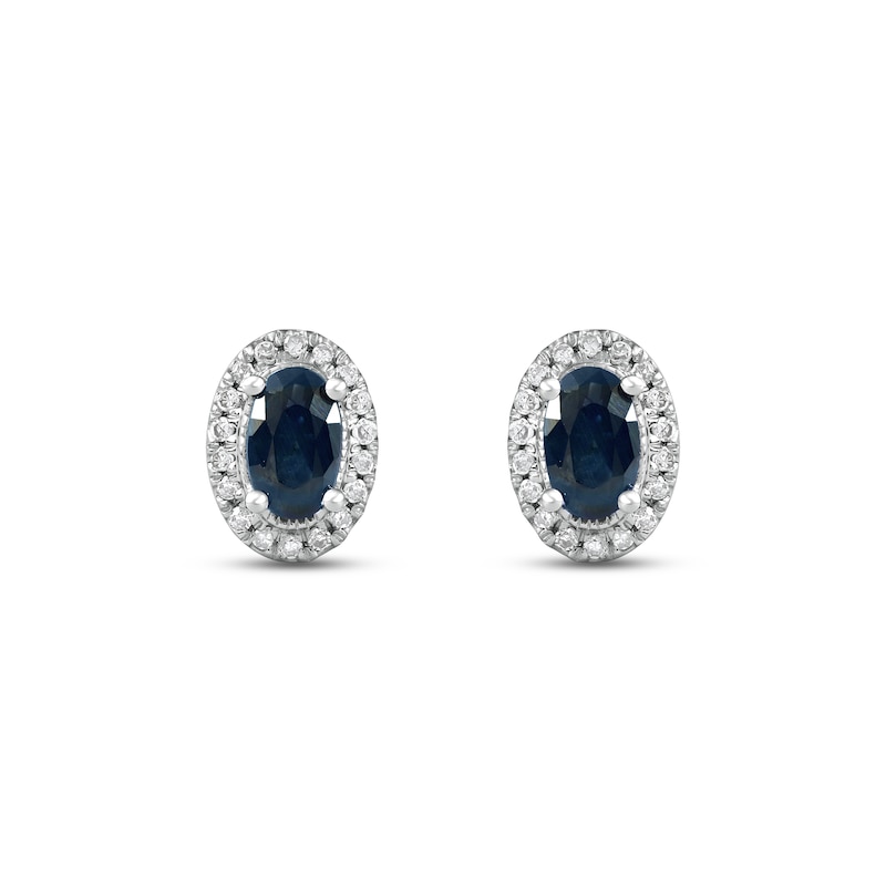 Main Image 2 of Blue Sapphire & Diamond Earrings 1/10 ct tw 10K White Gold