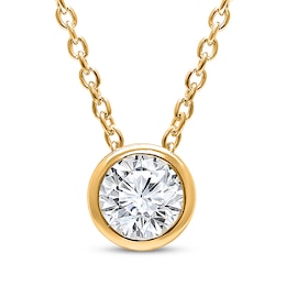 Lab-Grown Diamonds by KAY Round-Cut Bezel-Set Solitaire Necklace 1/3 ct tw 14K Yellow Gold (F/SI2) 18&quot;