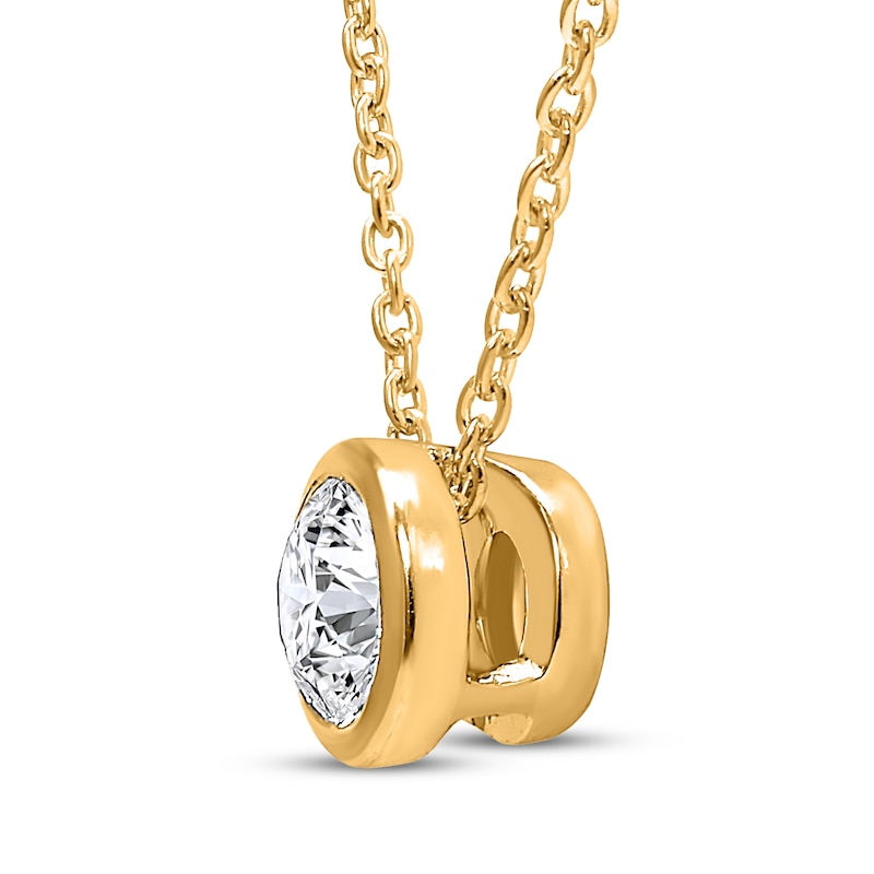 Main Image 2 of Lab-Grown Diamonds by KAY Round-Cut Bezel-Set Solitaire Necklace 1/3 ct tw 14K Yellow Gold (F/SI2) 18&quot;