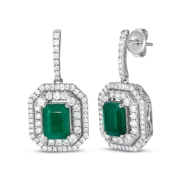 Le Vian Vault Emerald-Cut Emerald Dangle Earrings 1-1/5 ct tw Diamonds Platinum