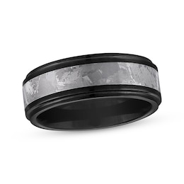 Now + Forever Men's Wedding Band Crystallized Titanium & Black Ion-Plated Tungsten Carbide 8mm