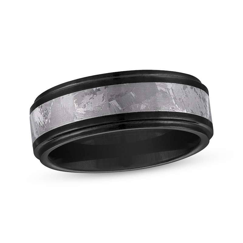 Main Image 1 of Now + Forever Men's Wedding Band Crystallized Titanium & Black Ion-Plated Tungsten Carbide 8mm