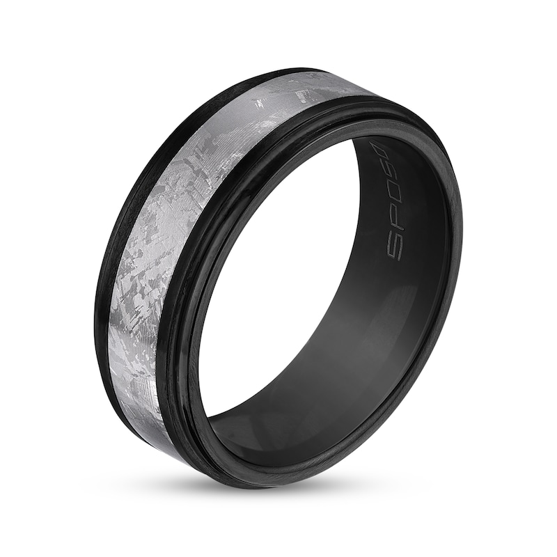 Main Image 2 of Now + Forever Men's Wedding Band Crystallized Titanium & Black Ion-Plated Tungsten Carbide 8mm