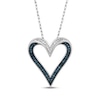 Thumbnail Image 1 of Blue & White Diamond Twist Heart Necklace 1/6 ct tw Sterling Silver 18&quot;