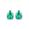 Thumbnail Image 2 of Cushion & Round-Cut Lab-Created Emerald Stud Earrings 10K Yellow Gold