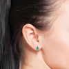 Thumbnail Image 3 of Cushion & Round-Cut Lab-Created Emerald Stud Earrings 10K Yellow Gold