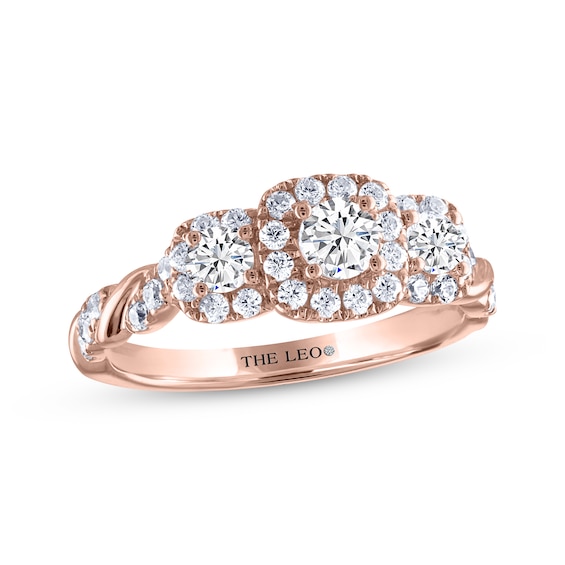 THE LEO Diamond Round-Cut Three-Stone Engagement Ring 3/4 ct tw 14K Rose Gold