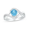 Thumbnail Image 3 of Swiss Blue Topaz & White Lab-Created Sapphire Round Gift Set Sterling Silver - Size 7