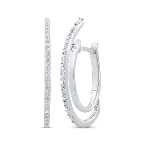 Unstoppable Love Diamond Double Hoop Earrings 1/6 ct tw Sterling Silver