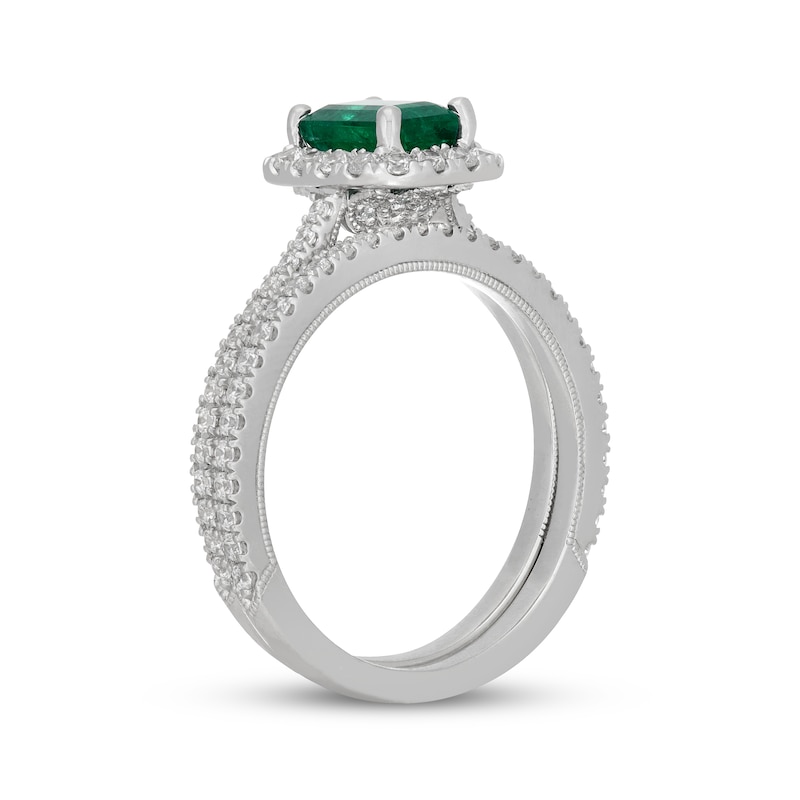 Main Image 2 of Neil Lane Emerald-Cut Natural Emerald & Diamond Bridal Set 5/8 ct tw 14K White Gold