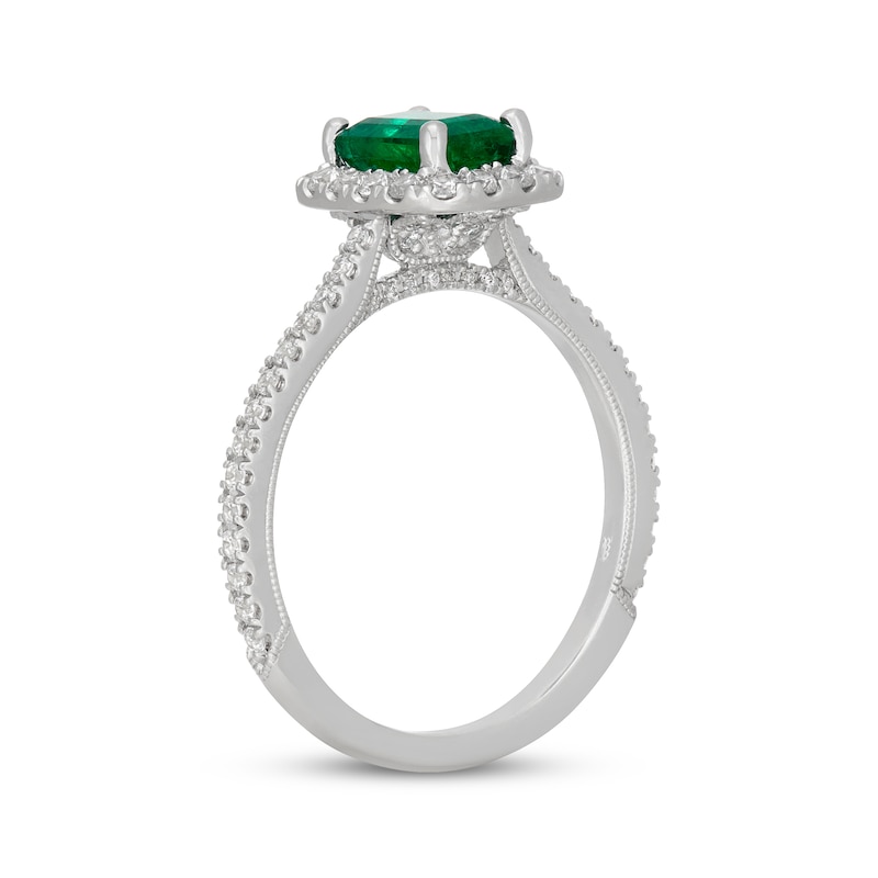 Main Image 5 of Neil Lane Emerald-Cut Natural Emerald & Diamond Engagement Ring 1/2 ct tw 14K White Gold