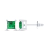 Thumbnail Image 1 of Square-Cut Lab-Created Emerald Solitaire Stud Earrings Sterling Silver