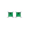 Thumbnail Image 2 of Square-Cut Lab-Created Emerald Solitaire Stud Earrings Sterling Silver