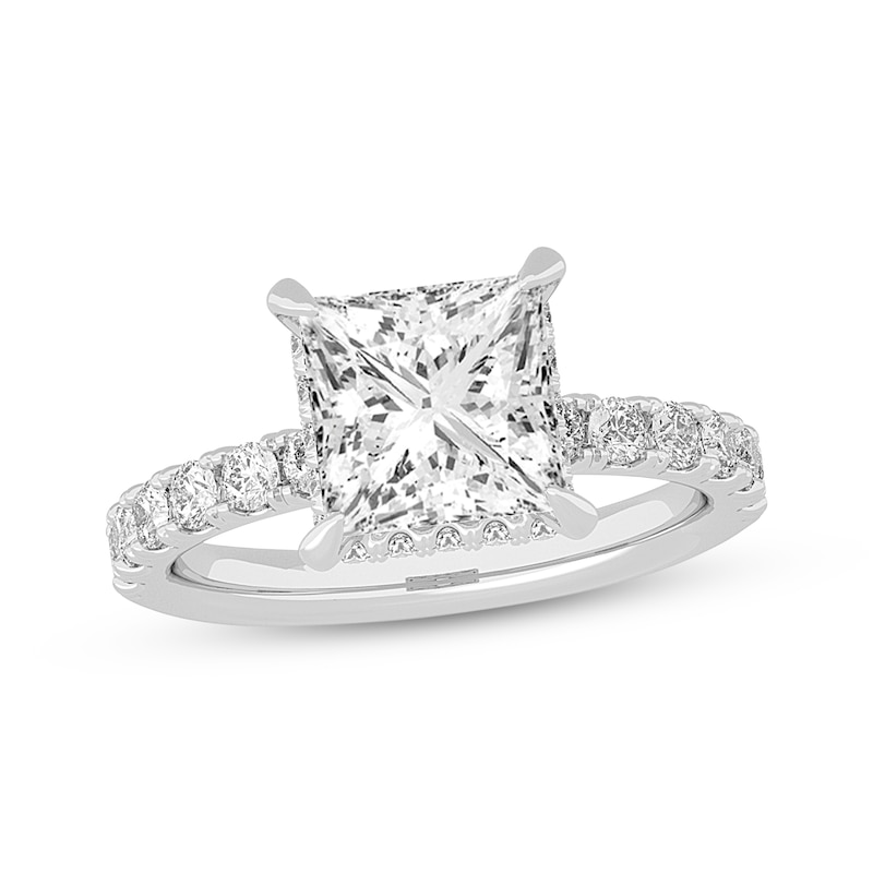 Main Image 1 of Lab-Grown Diamonds by KAY Princess-Cut Engagement Ring 3-7/8 ct tw 14K White Gold