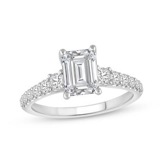 READY TO SHIP: Florentina ring in 14K white gold, lab grown diamond emerald  cut 7x4* mm, accents lab grown diamonds, AVAILABLE RING SIZES: 6-8US