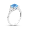 Thumbnail Image 1 of Cushion-Cut Swiss Blue Topaz & White Lab-Created Sapphire Ring Sterling Silver