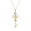 Thumbnail Image 1 of Pear-Shaped Opal & Diamond Key Necklace 1/20 ct tw 10K Yellow Gold 18&quot;