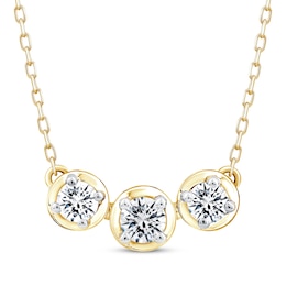 Memories, Moments, Magic Diamond Three-Stone Horizontal Necklace 1/2 ct tw 10K Yellow Gold 18.5&quot;
