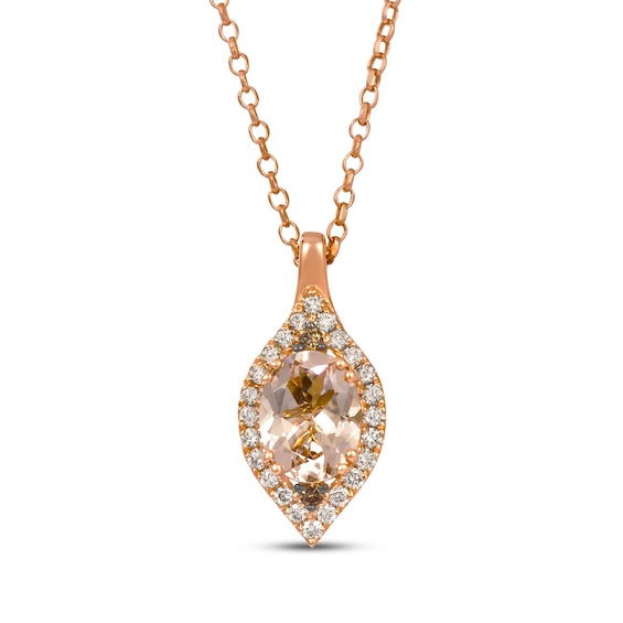 Le Vian Oval-Cut Morganite Arabesque Necklace 1/3 ct tw Diamonds 14K Strawberry Gold 19"