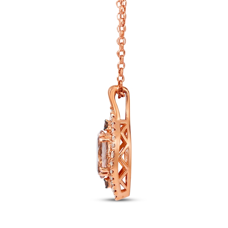 Le Vian Oval-Cut Morganite Arabesque Necklace 1/3 ct tw Diamonds 14K Strawberry Gold 19"