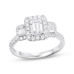 Memories, Moments, Magic Emerald-Cut Lab-Created Diamond Three-Stone Engagement Ring 2 ct tw 14K White Gold