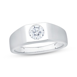 Men's Now + Forever Lab-Grown Diamonds Round-Cut Solitaire Wedding Band 1 ct tw 14K White Gold (F/SI2)