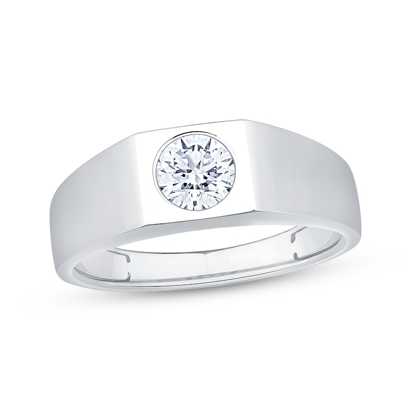 Men's Lab-Created Diamonds by KAY Round-Cut Solitaire Wedding Band 1 ct tw 14K White Gold (F/SI2)