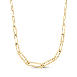 Hollow Graduated Paperclip Chain Necklace 10K Yellow Gold 18&quot;