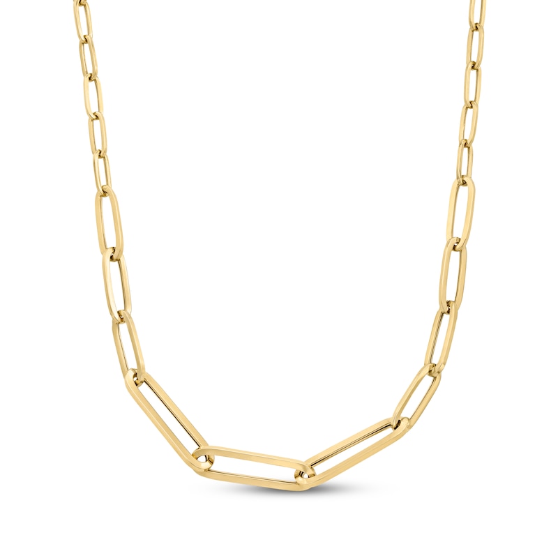 Main Image 1 of Hollow Graduated Paperclip Chain Necklace 10K Yellow Gold 18&quot;