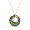 Thumbnail Image 1 of Nephrite Jade & Diamond Open Circle Knot Necklace 1/10 ct tw 14K Yellow Gold 18&quot;