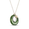 Thumbnail Image 2 of Nephrite Jade & Diamond Open Circle Knot Necklace 1/10 ct tw 14K Yellow Gold 18&quot;