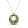 Thumbnail Image 2 of Nephrite Jade & Diamond Open Circle Knot Necklace 1/10 ct tw 14K Yellow Gold 18"