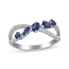 Thumbnail Image 1 of Multi-Shape Natural Blue Sapphire & Diamond Crossover Ring 1/6 ct tw 10K White Gold