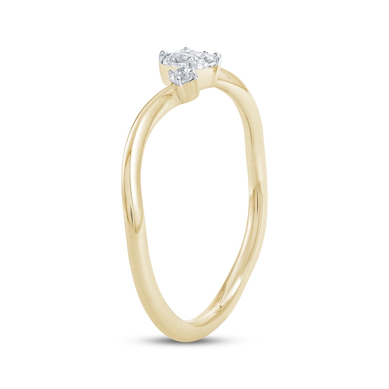 Main Image 2 of Lab-Grown Diamonds by KAY Emerald & Round-Cut Bypass Ring 1/4 ct tw 10K Yellow Gold