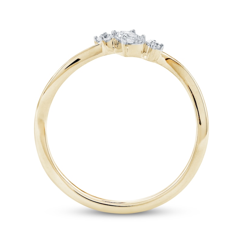 Main Image 4 of Lab-Grown Diamonds by KAY Emerald & Round-Cut Bypass Ring 1/4 ct tw 10K Yellow Gold