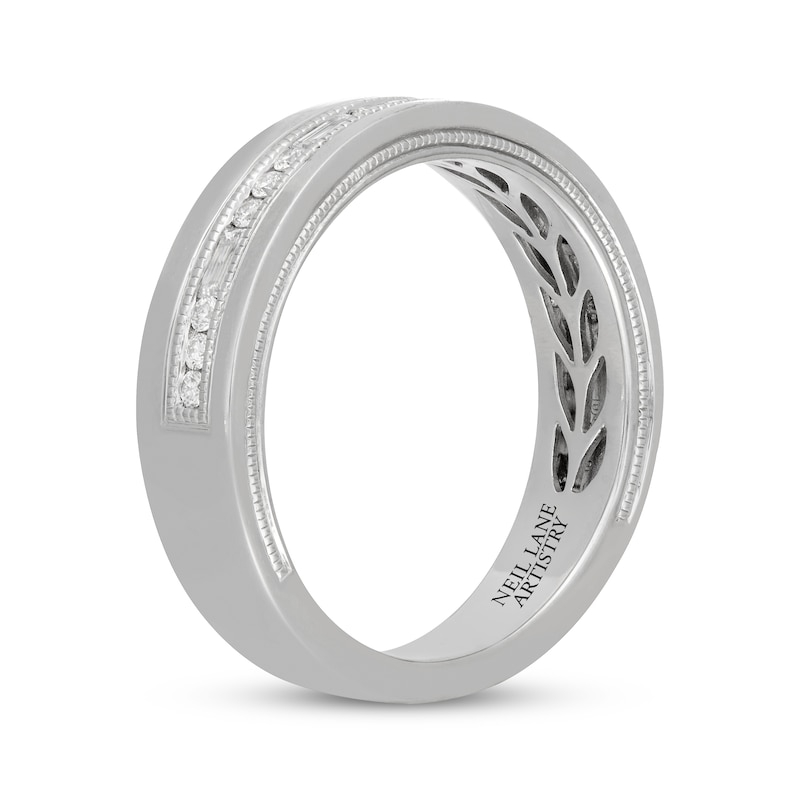 Main Image 2 of Neil Lane Artistry Men's Round & Baguette-Cut Lab-Grown Diamond Wedding Band 1/2 ct tw 14K White Gold