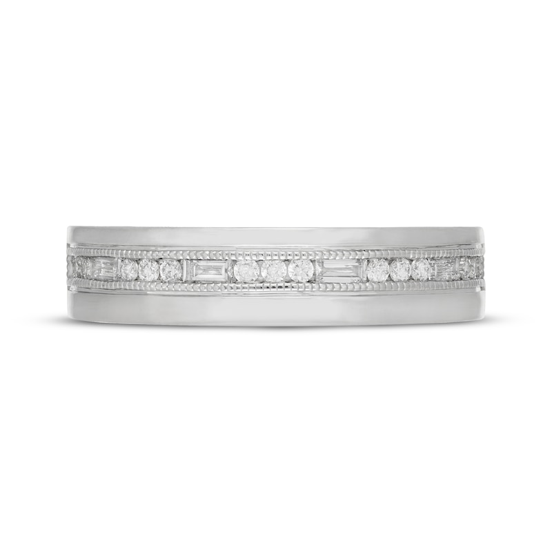 Main Image 3 of Neil Lane Artistry Men's Round & Baguette-Cut Lab-Grown Diamond Wedding Band 1/2 ct tw 14K White Gold