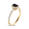 Thumbnail Image 2 of Emerald-Cut Black Diamond Halo Engagement Ring 5/8 ct tw 14K Yellow Gold