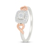 Thumbnail Image 2 of Lab-Grown Diamonds by KAY Round-Cut Cushion Halo Promise Ring 1/5 ct tw 10K Two-Tone Gold