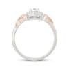 Thumbnail Image 3 of Lab-Grown Diamonds by KAY Round-Cut Cushion Halo Promise Ring 1/5 ct tw 10K Two-Tone Gold