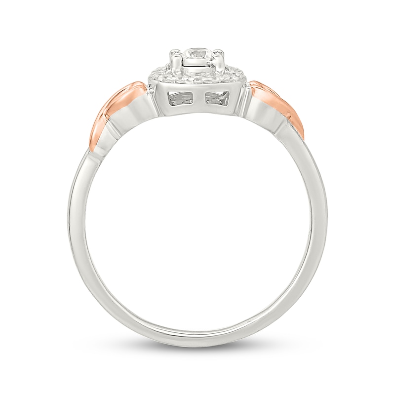 Main Image 3 of Lab-Grown Diamonds by KAY Round-Cut Cushion Halo Promise Ring 1/5 ct tw 10K Two-Tone Gold