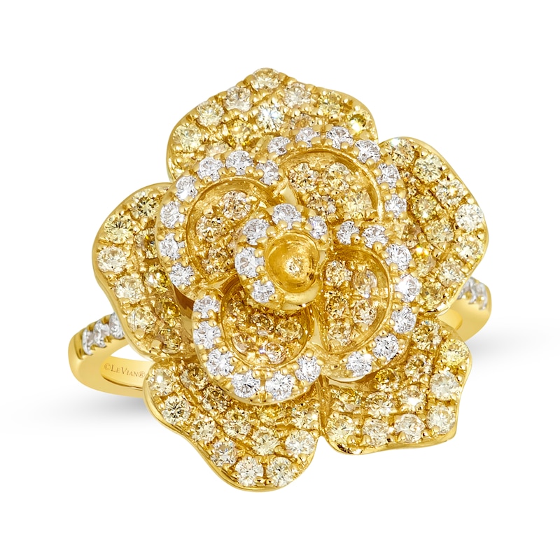 Main Image 1 of Le Vian Vault Diamond Flower Cocktail Ring 1-1/8 ct tw 14K Honey Gold